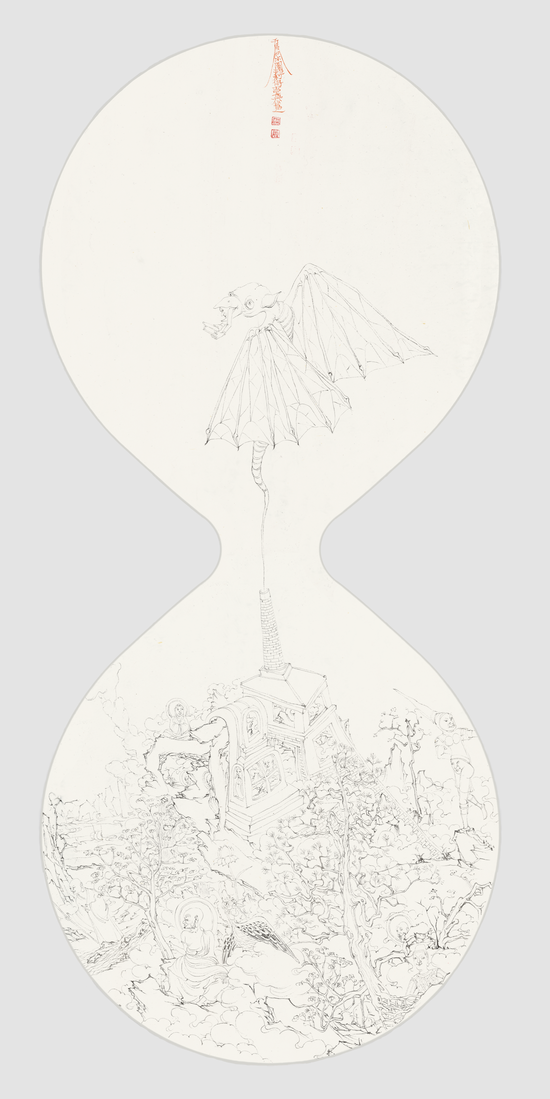梁长胜- 天赐和乐-7   37×84.5cm  纸本线描  2015年