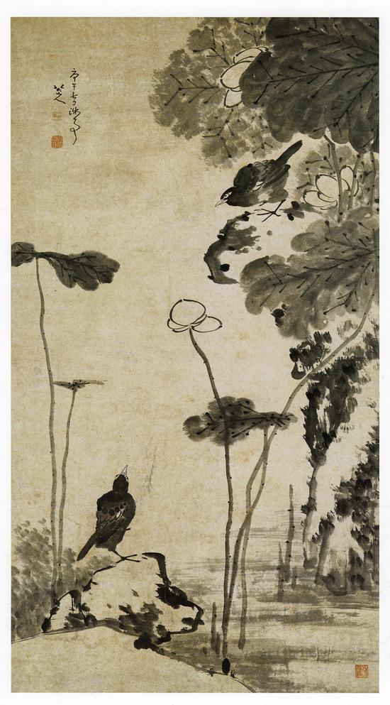朱耷《莲花双鸟图》 旅顺博物馆藏