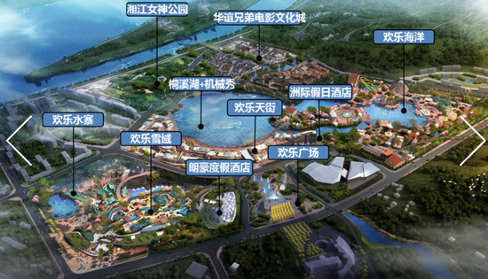 图注：大王山旅游度假区包括湘江欢乐城（湖南首个世界级特大创新综合旅游项目）、恒大童世界主题公园、华谊兄弟电影小镇等项目。
