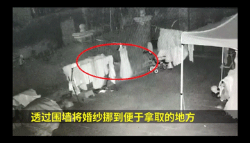 图说:犯罪嫌疑人顾某深更半夜盗窃婚纱。浦东公安供图