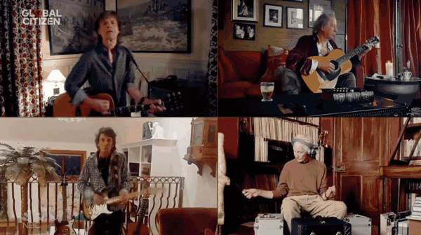 ▲疫情期间，滚石乐队线上重聚。