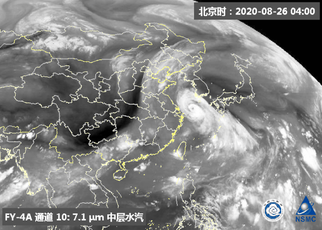 FY-4A气象卫星水汽监测动画 2020年8月26日04:00 至 17:15(北京时间)