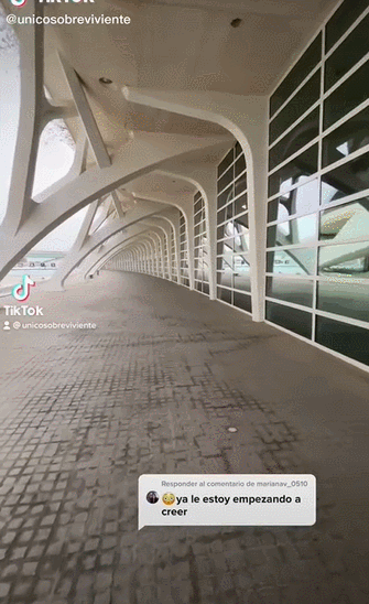 ▲哈维尔在空旷的大街上依然严格佩戴口罩。截图自TikTok