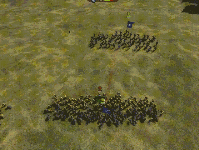 利用步兵扛线，骑兵绕后突袭的“锤砧”战术（截取自YouTube博主Zerkovich的视频）