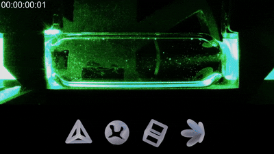 动图丨管道内全自动超快连续三维打印，每次均可打印不同的三维形状（来源：Nature）