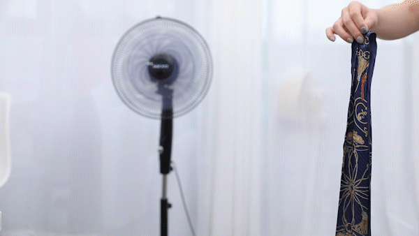 △传统风扇：不对着吹的侧面基本感受不到风