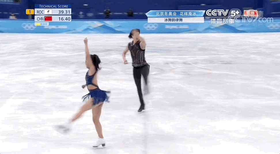 2022北京冬奥会花样滑冰冰舞韵律舞比赛。图片来源：央视新闻