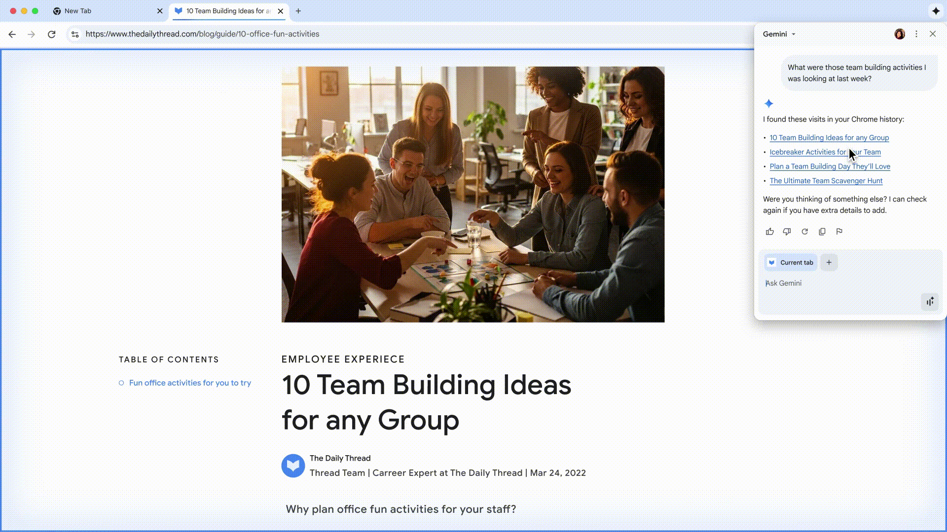 ▲ Gemini in Chrome 能够获取多个标签页的上下文信息