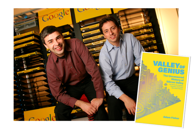 拉里·佩奇（左），谢尔盖·布林，在谷歌山景城园区的服务器室内，2003年。