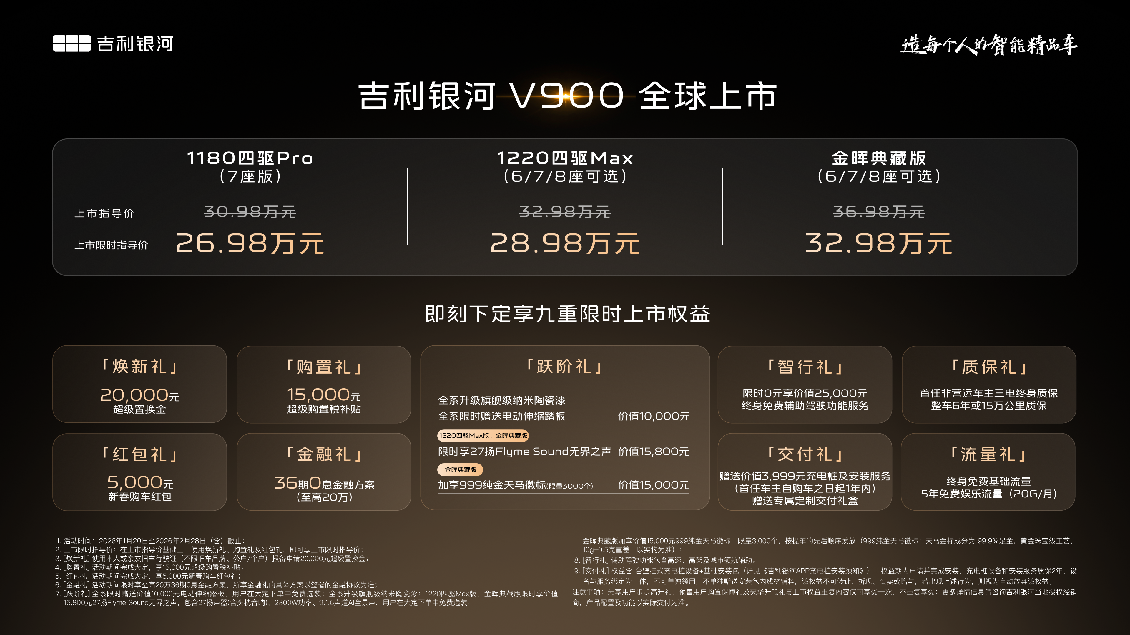 吉利银河V900正式上市 限时售价26.98万起