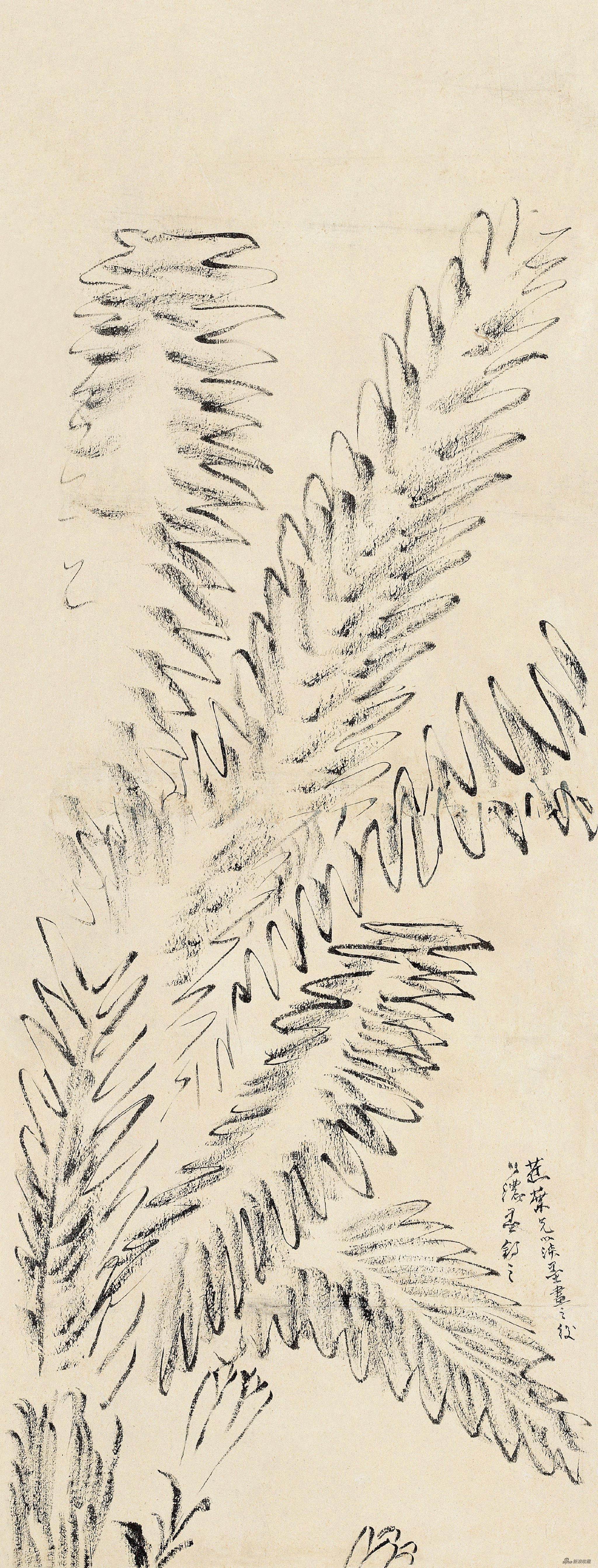 蕉叶图稿 齐白石 74.5cm×29cm 纸本水墨 无年款 北京画院藏