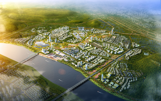 株洲清水塘整体城市设计鸟瞰图