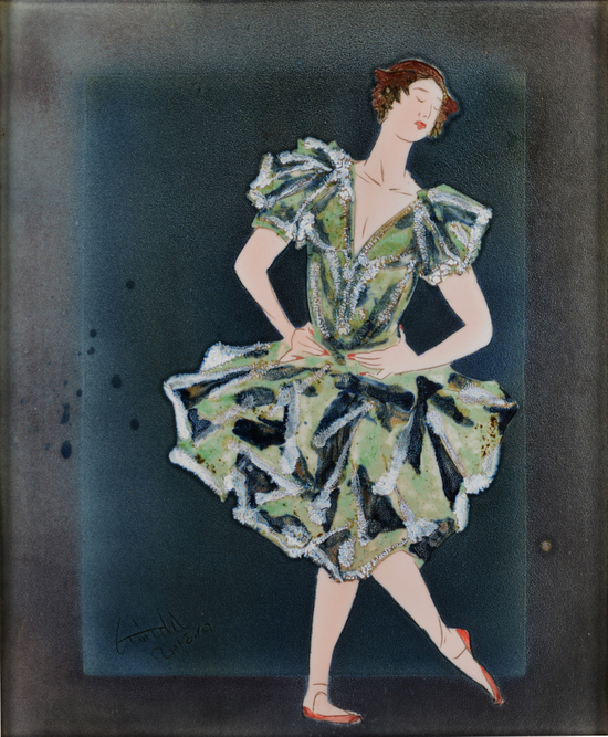 颜色釉绘画作品《芭蕾女孩》