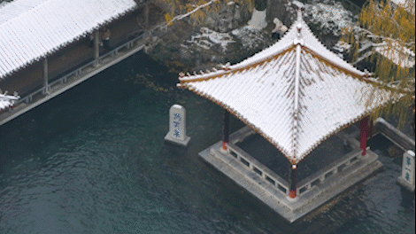 ▲一下雪,济南便美成了老舍笔下的样子。