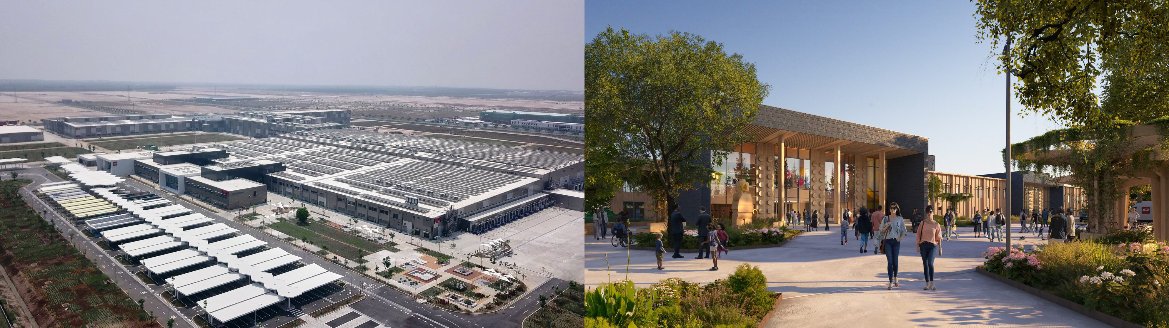 乐高集团在越南的工厂已正式投产（左），在美国弗吉尼亚州的工厂正推进建设（右）