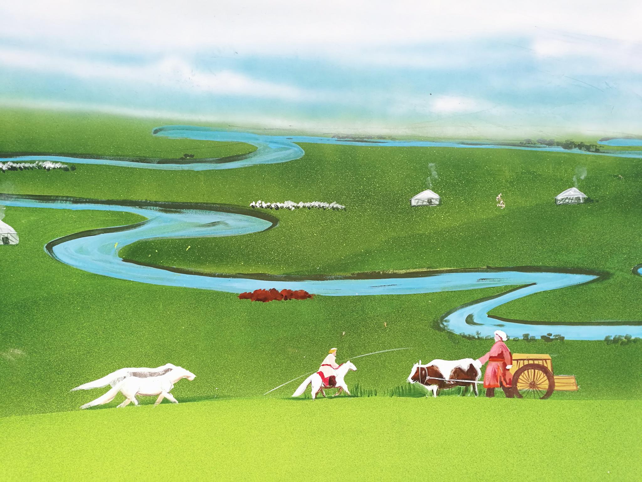 富有蒙古民族特色的城市壁画,呼和浩特