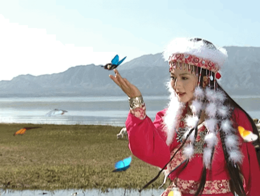 还珠格格里香妃引蝴蝶的画面