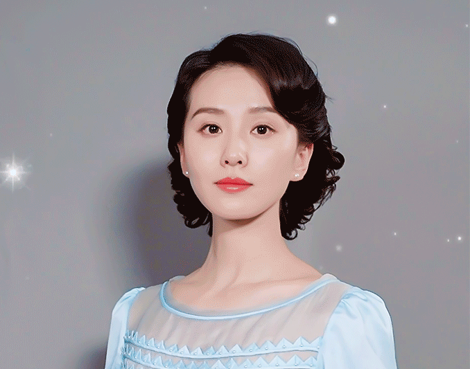 电影1921民国造型湖蓝色长裙搭配鬟燕尾发型