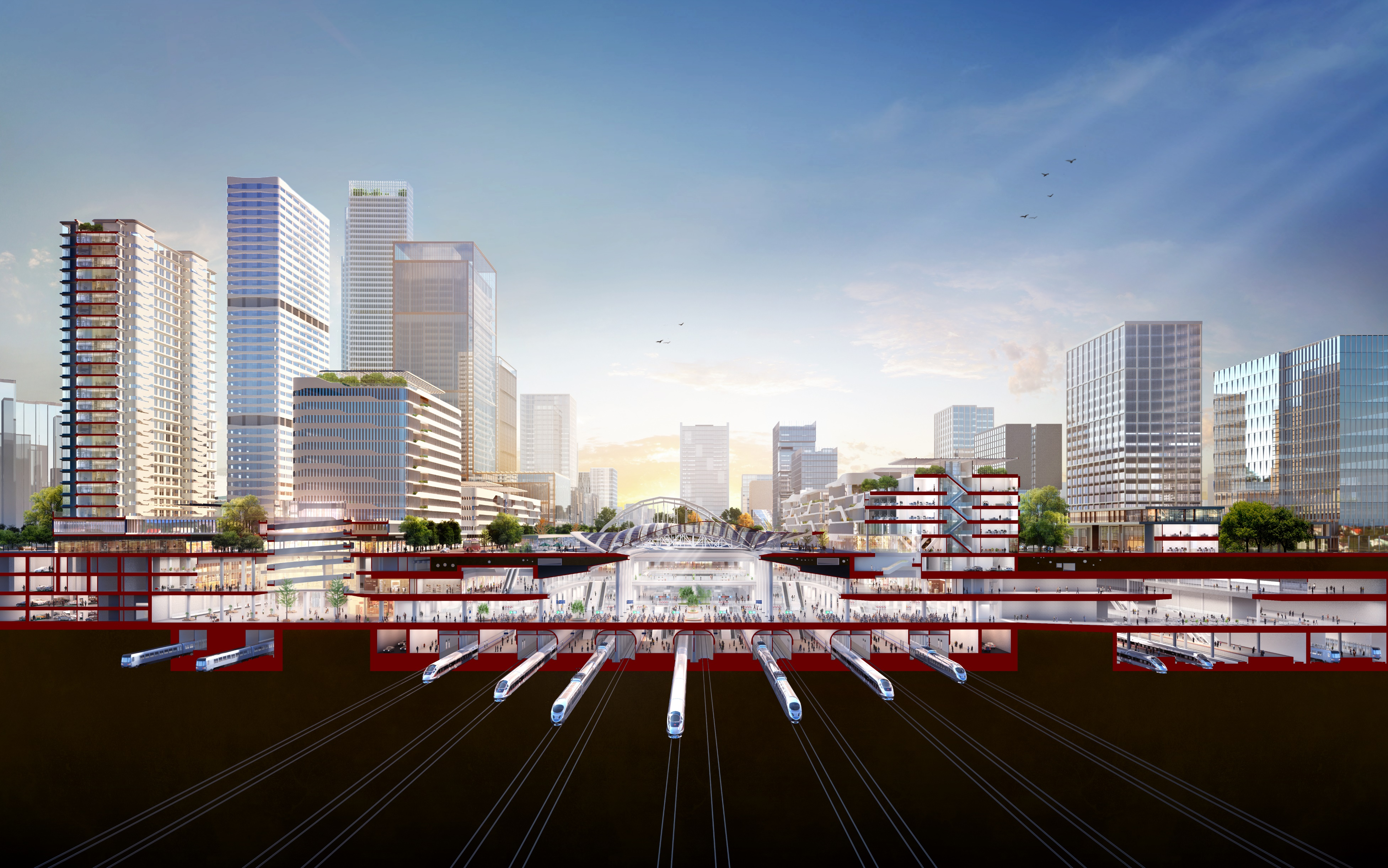 京津冀在行动|北京城市副中心站综合交通枢纽亮出首段顶板|京津冀|北