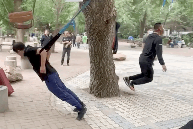 公园树上吊着一群大爷大妈医生看了都瑟瑟发抖